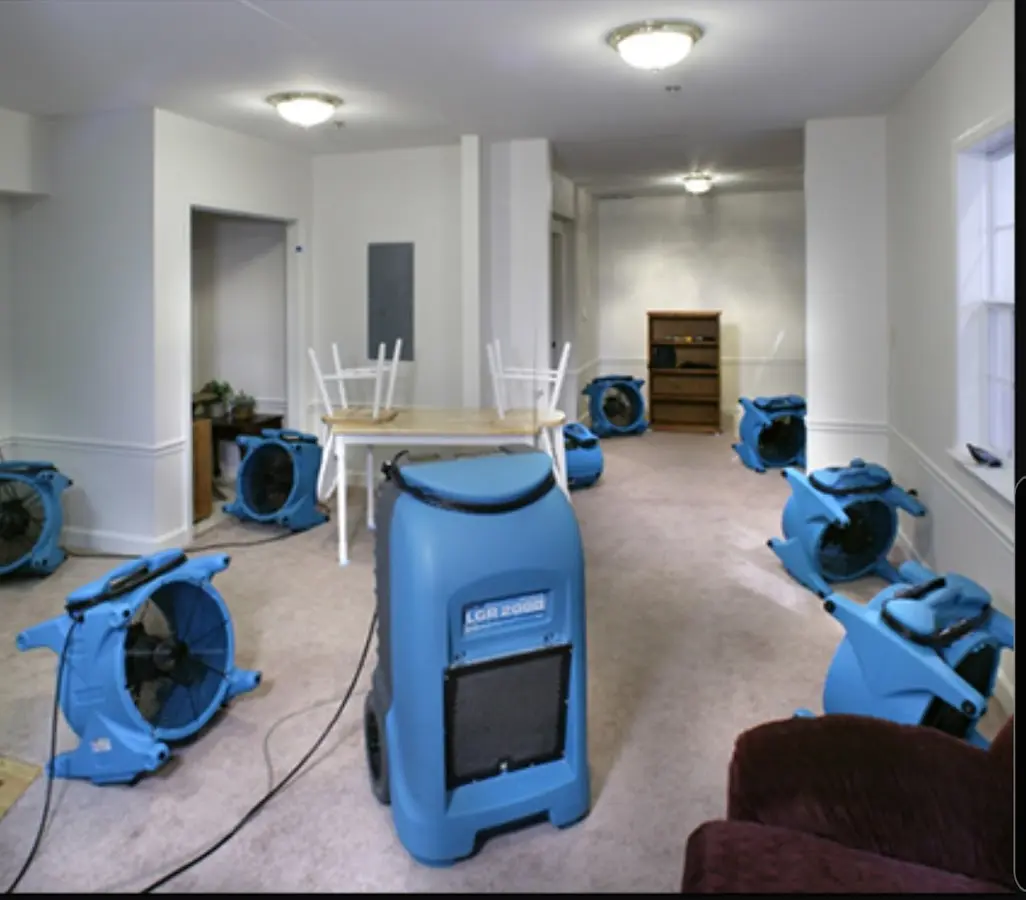 Air movers and dehumidifier setup for Water Extraction & Removal in Carlyss