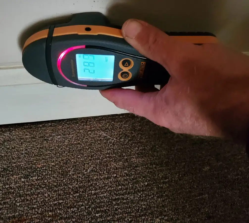 Moisture detection at baseboard during Burst Pipe Cleanup in Carlyss